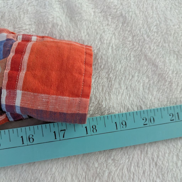 Lauren Ralph Lauren Black Label Orange Plaid Linen Button Down Shirt - Mediun - Picture 6 of 7